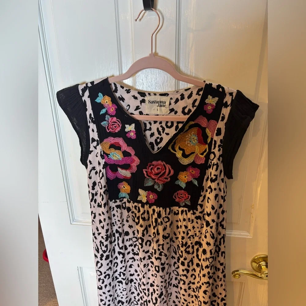 Savanna Jane x Anthropologie‎ Lucky in Leopard Womens Shift Dress